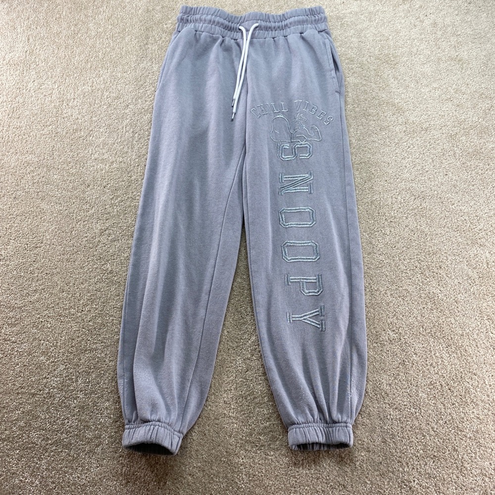 Peanuts Snoopy Joggers Womens XS Over‎ Dye Chill Vibes Embroidered Sweatpants